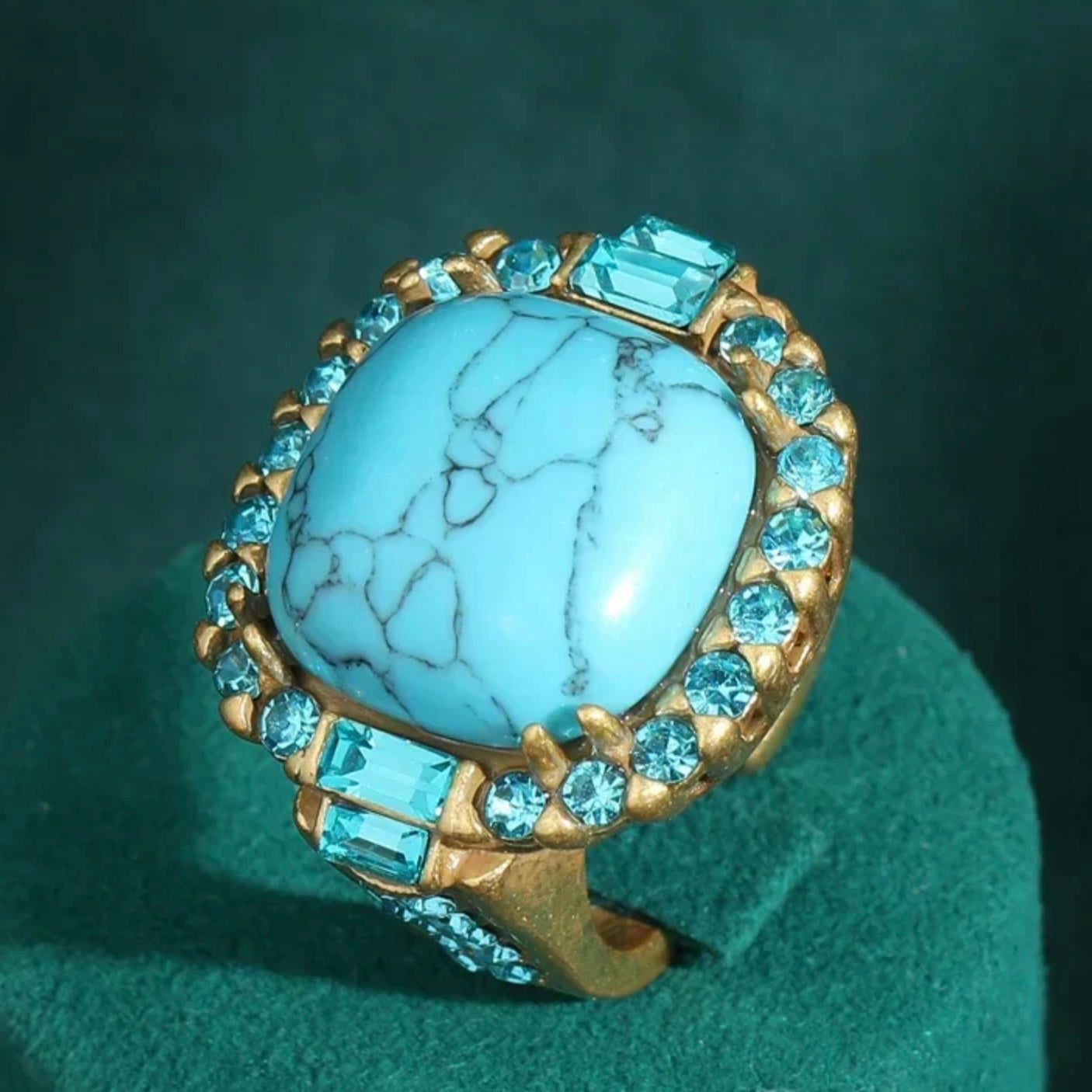 Vintage Art Deco Turquoise Gold Ring