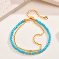 Timeless Gold Double Chain Turquoise Bracelet