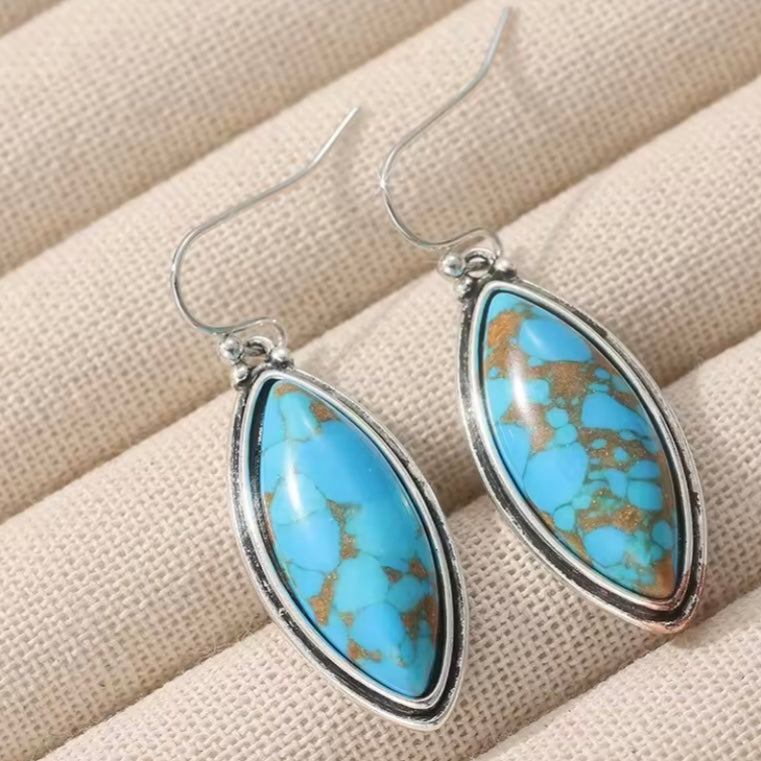 Chic Turquoise Jasper Teardrop Earrings
