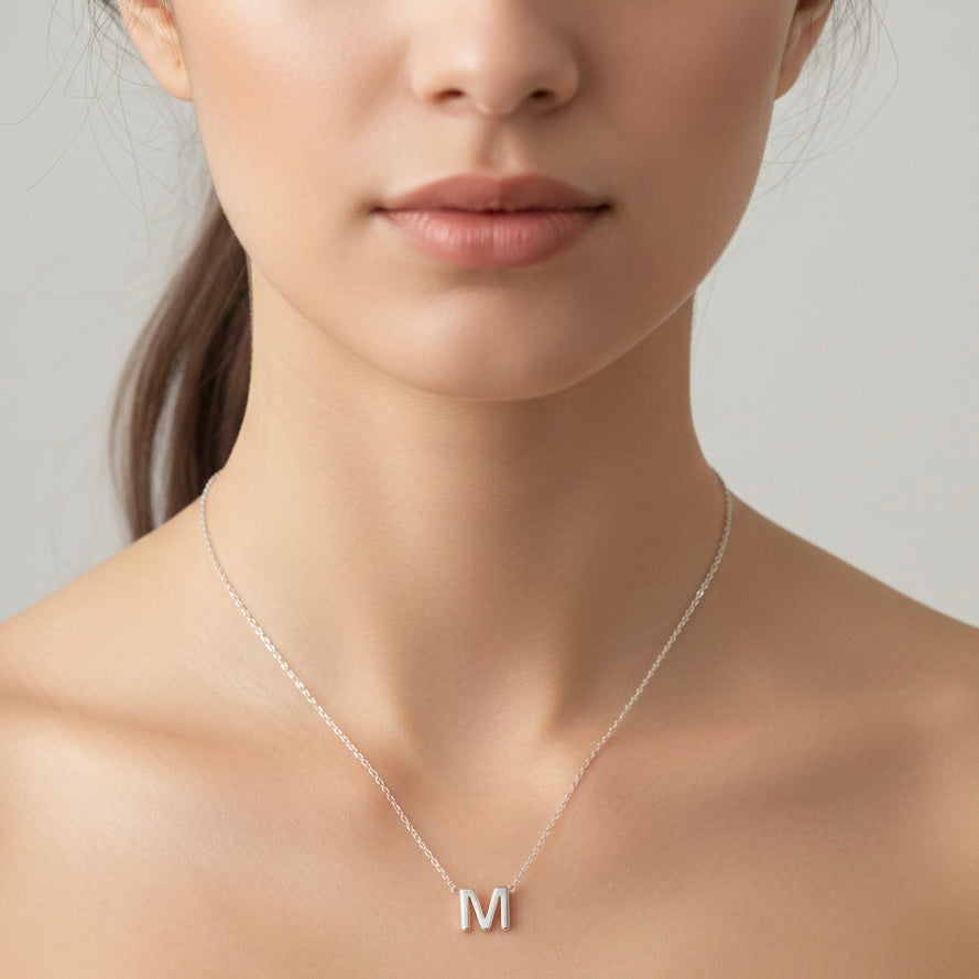 Beloved Initial Necklace | White Gold